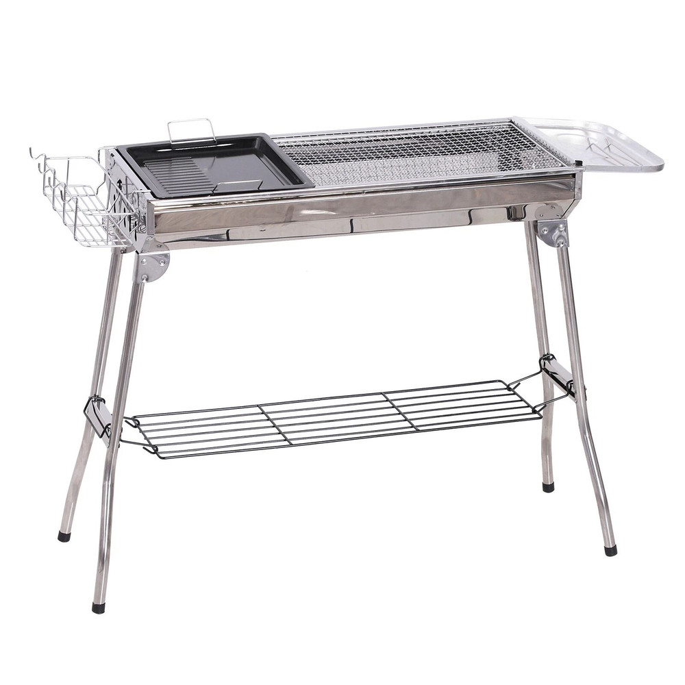 Outsunny Portable Folding Charcoal BBQ Grill Stainless Steel Camp Picnic Cooker With Carrying Case 3