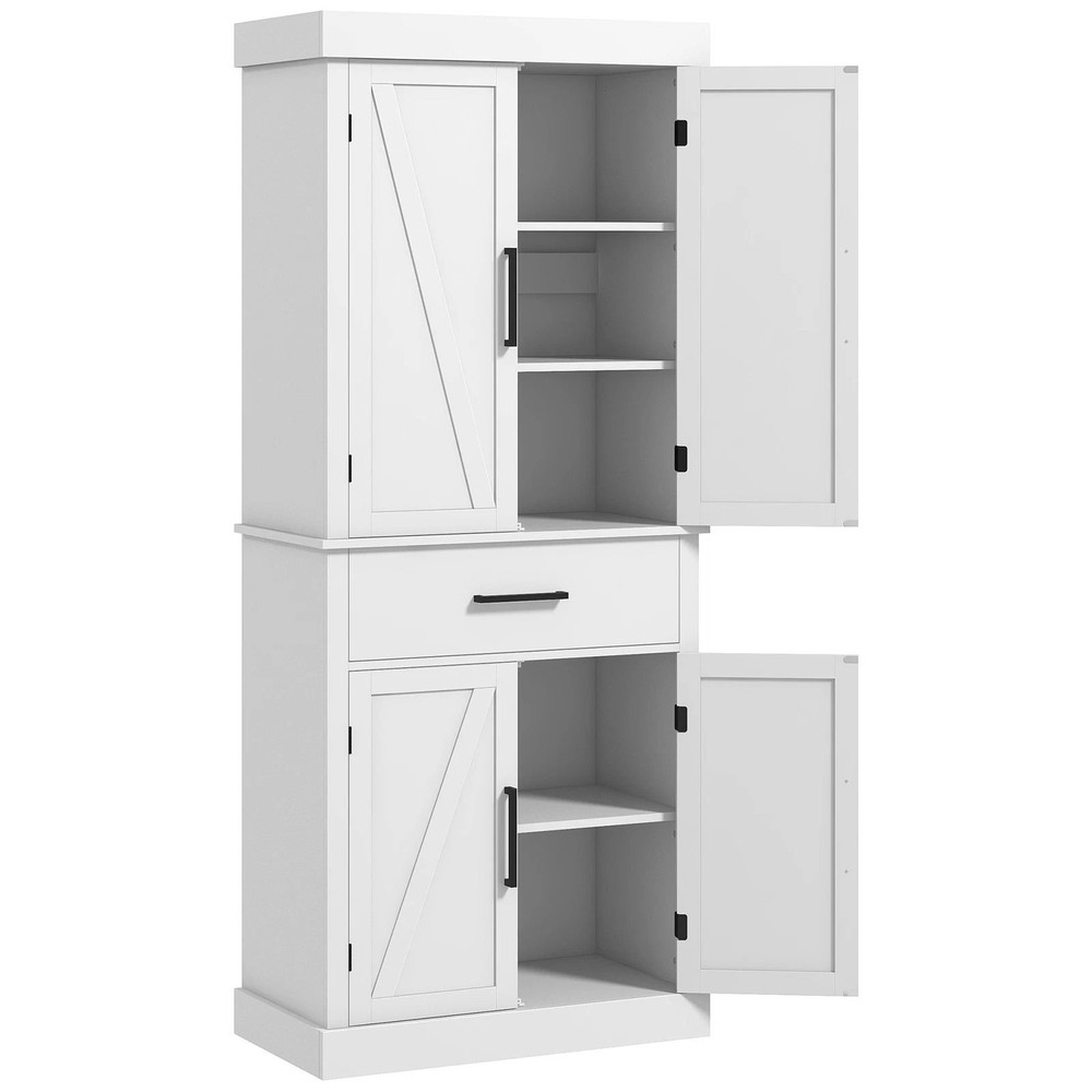 Farmhouse Pantry Cabinet With Barn Doors 72 Tall Kitchen Storage With Spacious Drawer 3