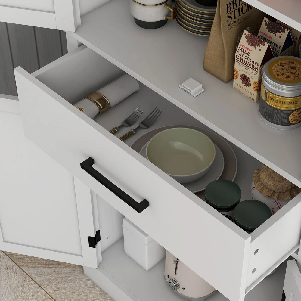 Farmhouse Pantry Cabinet With Barn Doors 72 Tall Kitchen Storage With Spacious Drawer 0