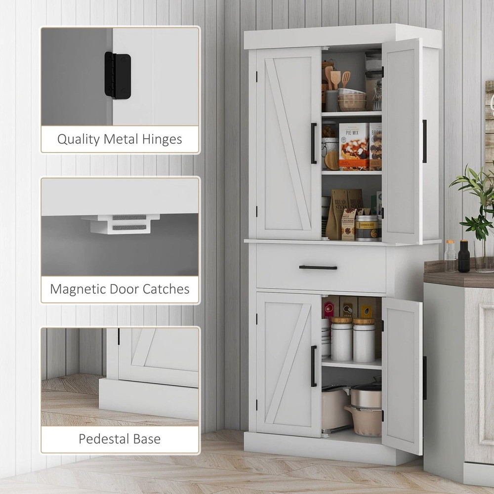 Farmhouse Pantry Cabinet With Barn Doors 72 Tall Kitchen Storage With Spacious Drawer 7