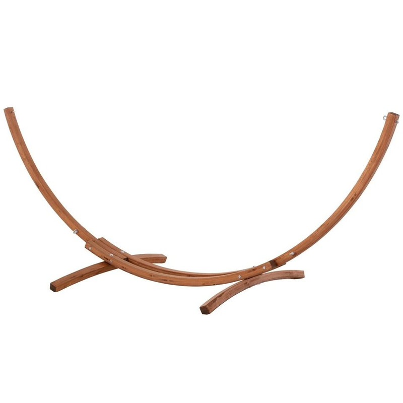 Wooden Curved Arc Hammock Stand With Cotton Hammock Outdoor Patio Swing For Relaxation 6