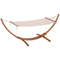Wooden Curved Arc Hammock Stand With Cotton Hammock Outdoor Patio Swing For Relaxation 7