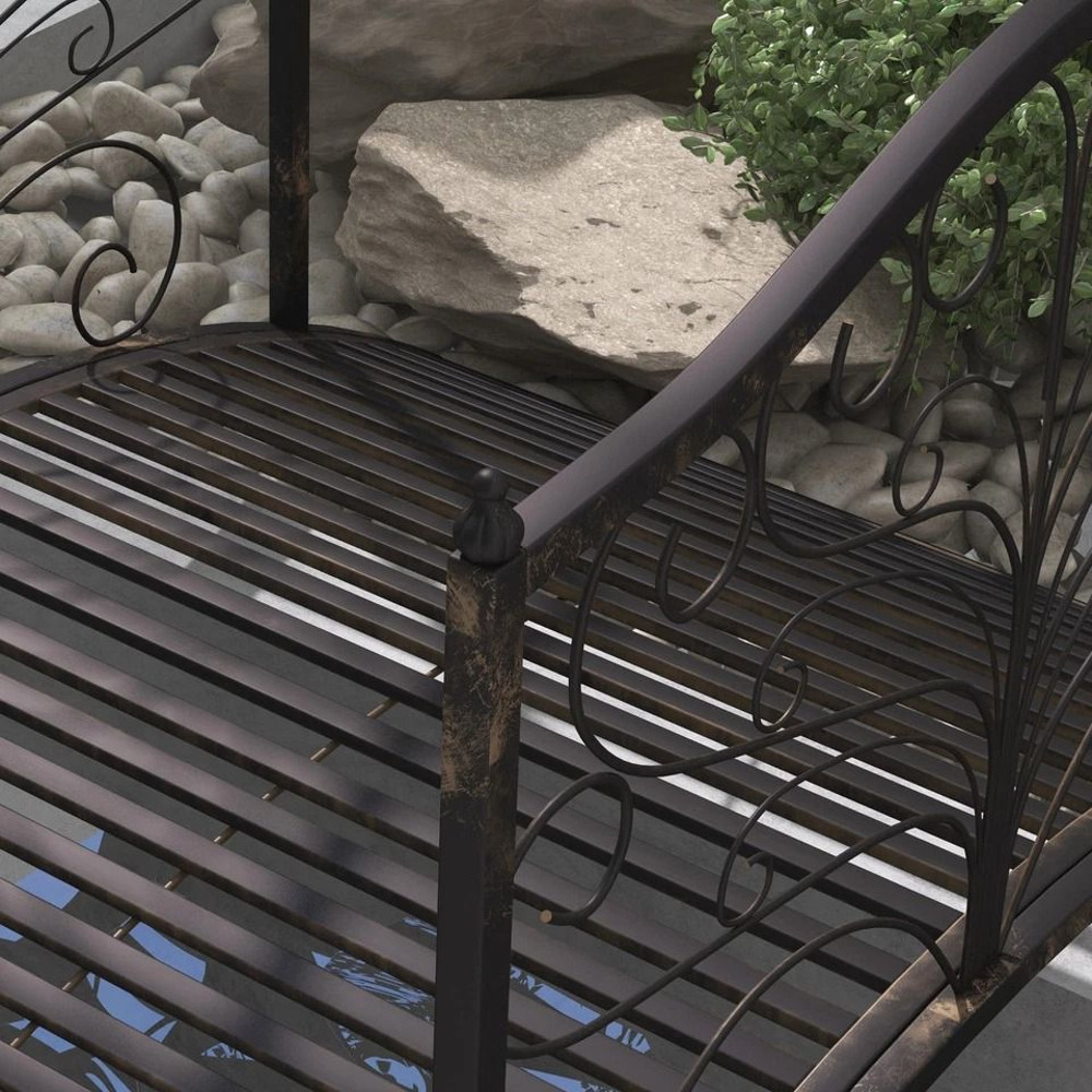 Black Bronze Metal Garden Bridge 4 Foot Curved Outdoor Decorative Pond Archway 3