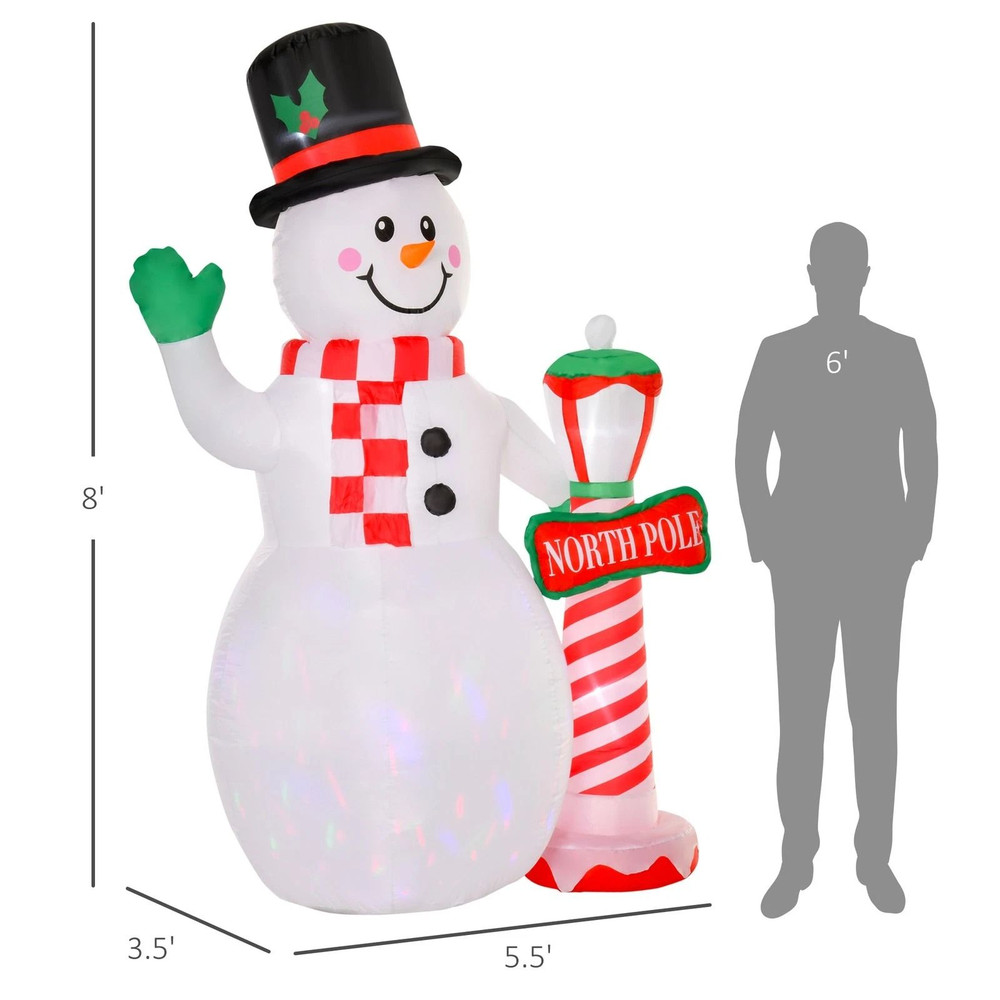 8 Ft LED Light Up Snowman Outdoor Christmas Inflatable Lighted Yard Decoration 7