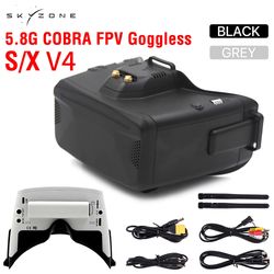 skyzone cobra fpv goggles w/ head tracker, dvr, 48ch receiver, dual display for fpv racing drone quadcopter