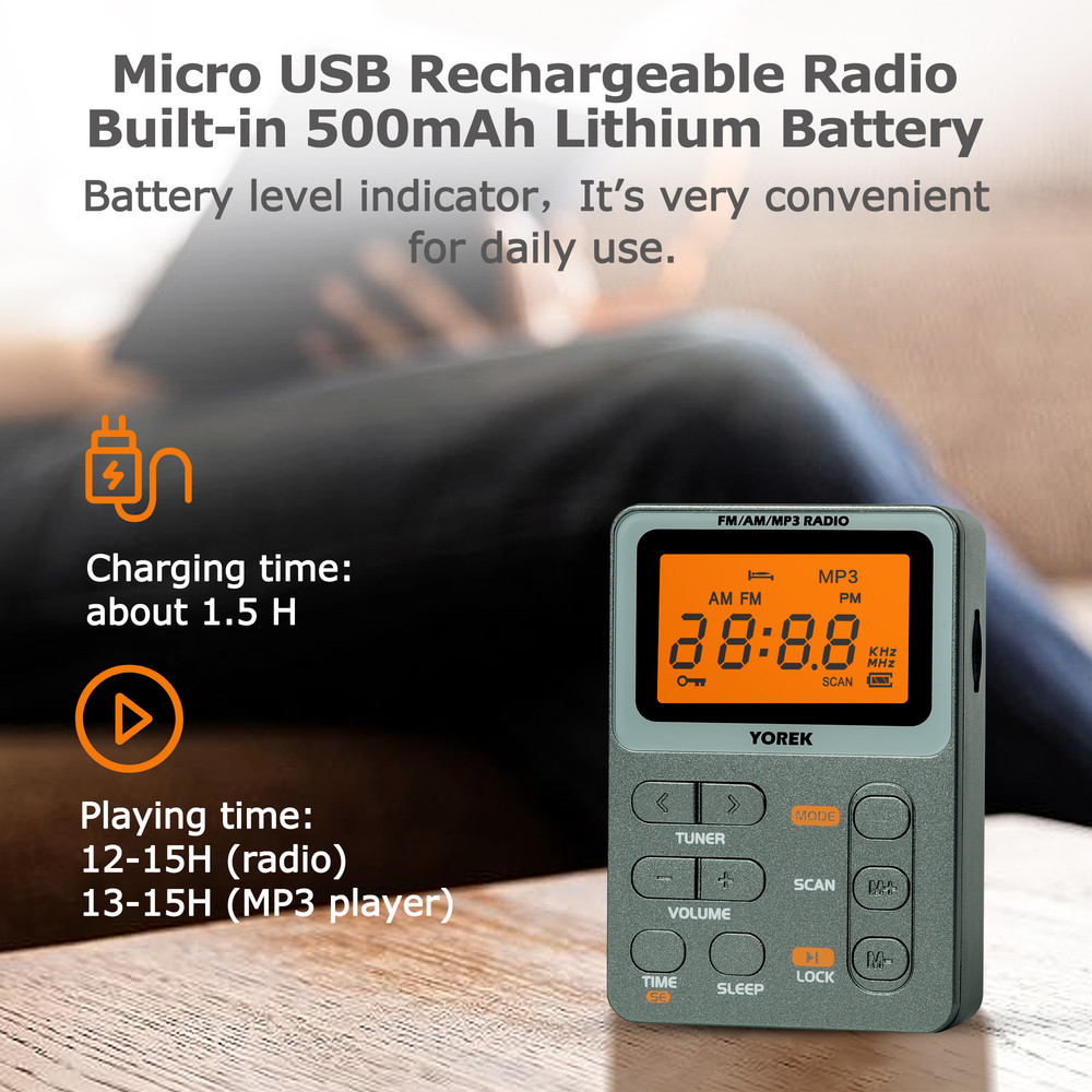 Mini Digital AMFM Portable Radio Best Reception MP3 Music Player With TF Card Slot  Earphone Jack C 5