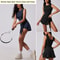 Womens Athletic Dresses, Tennis Dress for Women with Built in Shorts, Boat Neck Sleeveless Workout Skort Dress for Golf