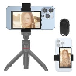 phone rear camera monitor for selfie, vlogging & tiktok, wired recording screen with bluetooth remote, iphone compatible