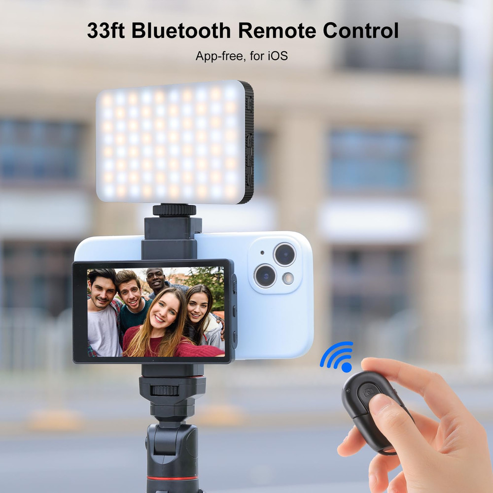 Phone Rear Camera Monitor for Selfie, Vlogging & TikTok, Wired Recording Screen with Bluetooth Remote, iPhone Compatible