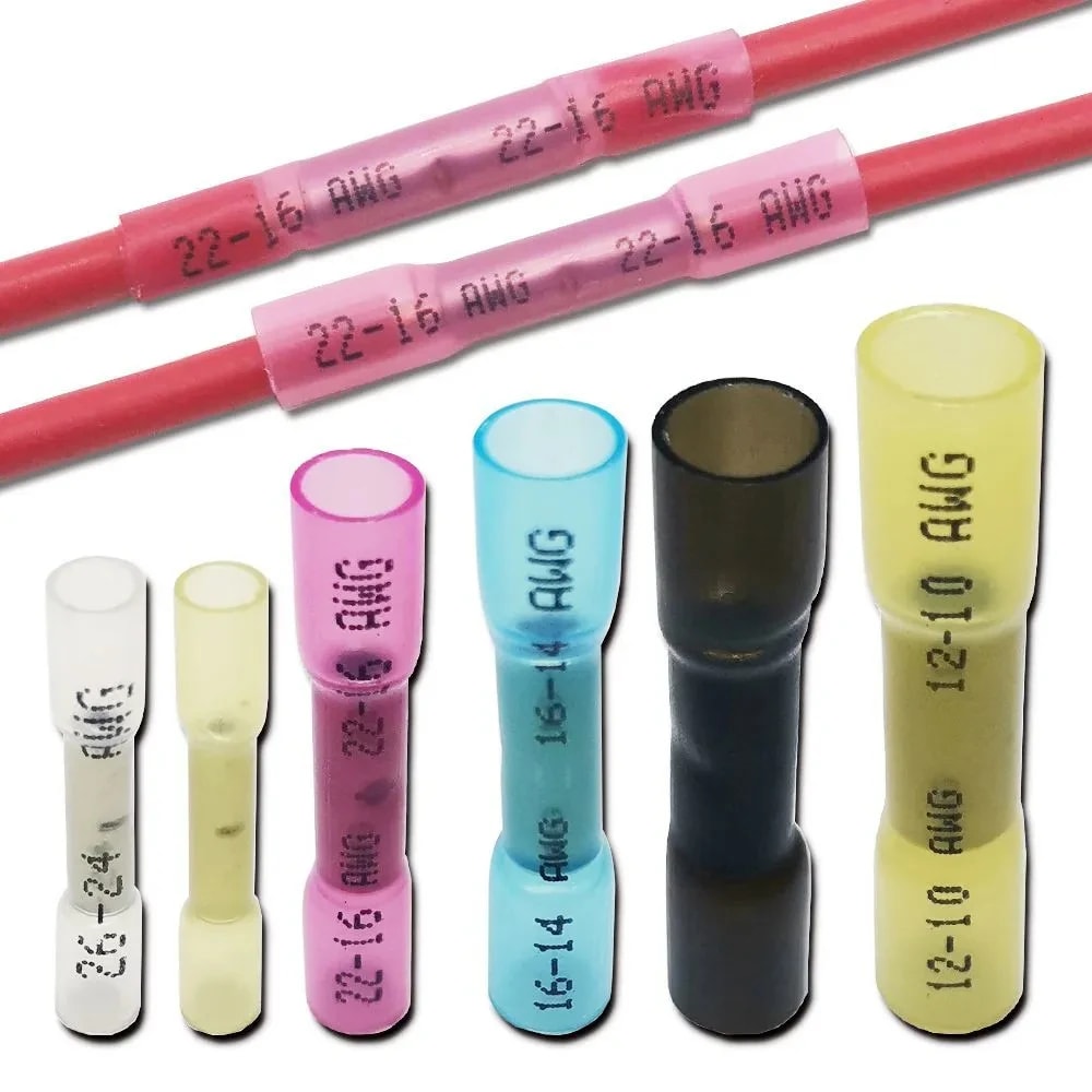 Waterproof Heat Shrink Butt Wire Connectors AWG Automotive Electrical Crimp Terminals for Cable Splice Repair