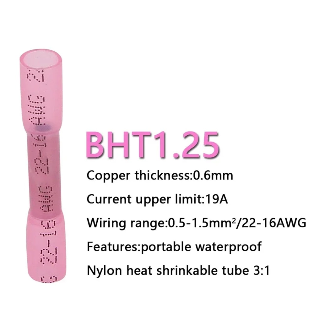 Waterproof Heat Shrink Butt Wire Connectors AWG Automotive Electrical Crimp Terminals for Cable Splice Repair
