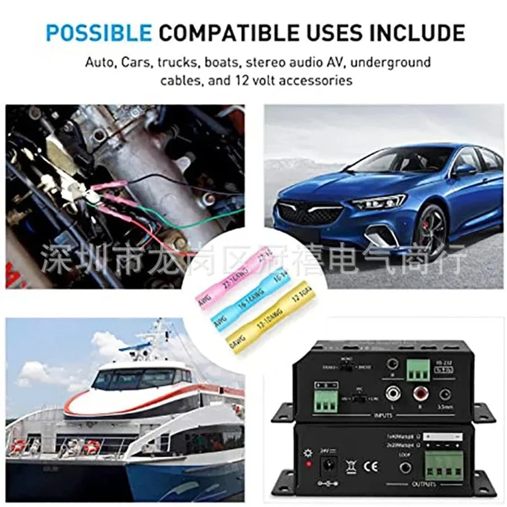 Waterproof Heat Shrink Butt Wire Connectors AWG Automotive Electrical Crimp Terminals for Cable Splice Repair