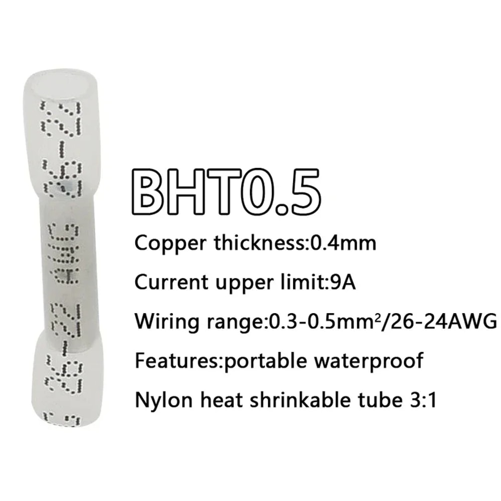 Waterproof Heat Shrink Butt Wire Connectors AWG Automotive Electrical Crimp Terminals for Cable Splice Repair