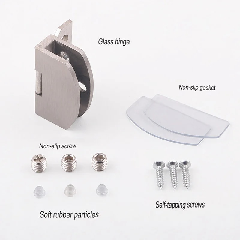 PunchFree Cabinet Glass Hinge For Panels High Quality Zinc Alloy Swing Hinge For Cake Wine And Disp 3