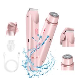 electric shaver for women, waterproof dual head hair razor & bikini trimmer for wet & dry use, facial and body grooming