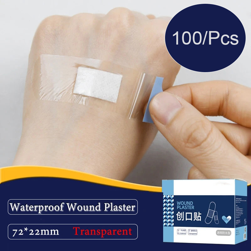 Waterproof Transparent Wound Plasters, Anti-Bacterial Adhesive Medical Bandages for First Aid, Travel & Home Use