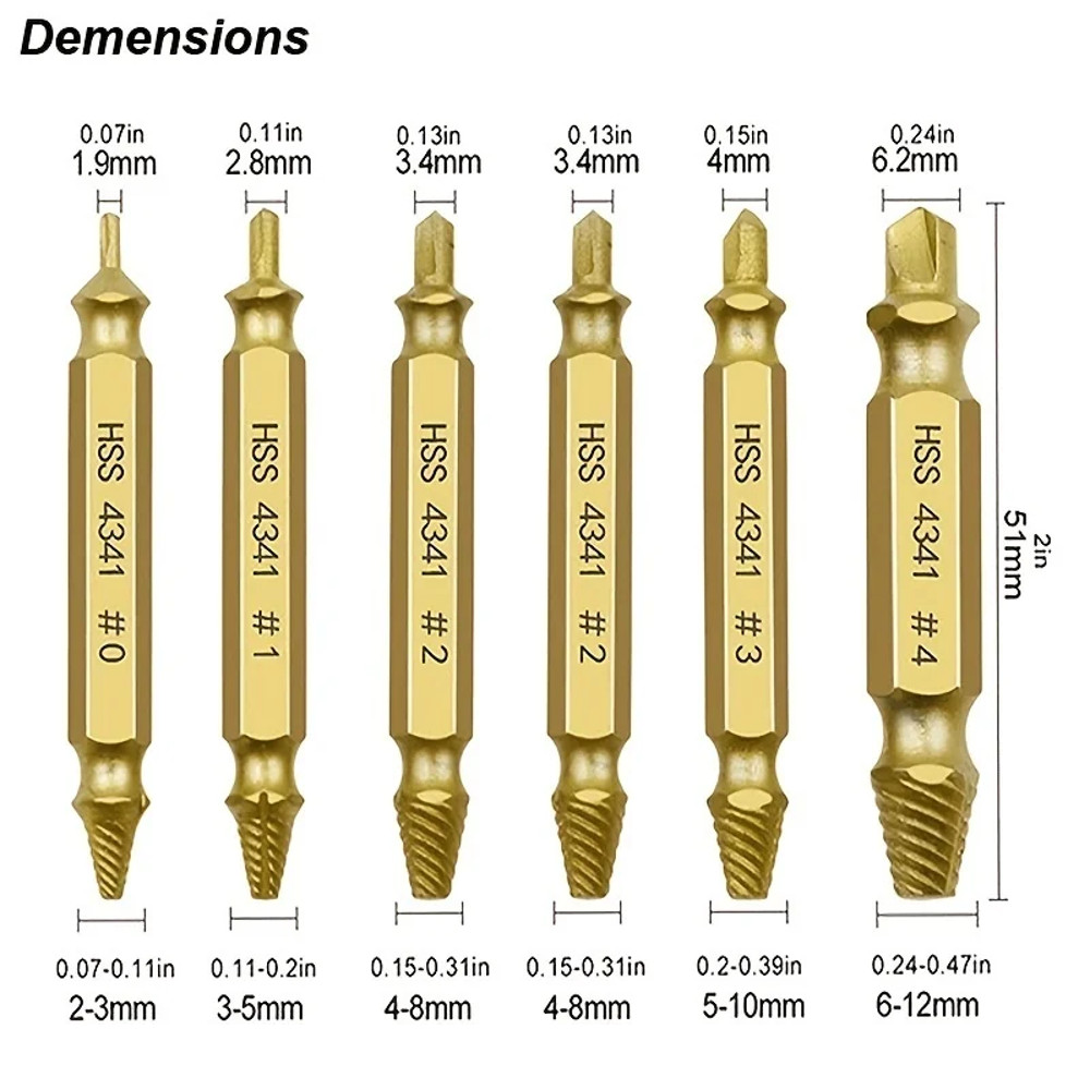 Damaged Screw Extractor Set, HSS Drill Bit Stripped Broken Remover Kit Quickly Easily Remove Small, Stuck, or Rusted