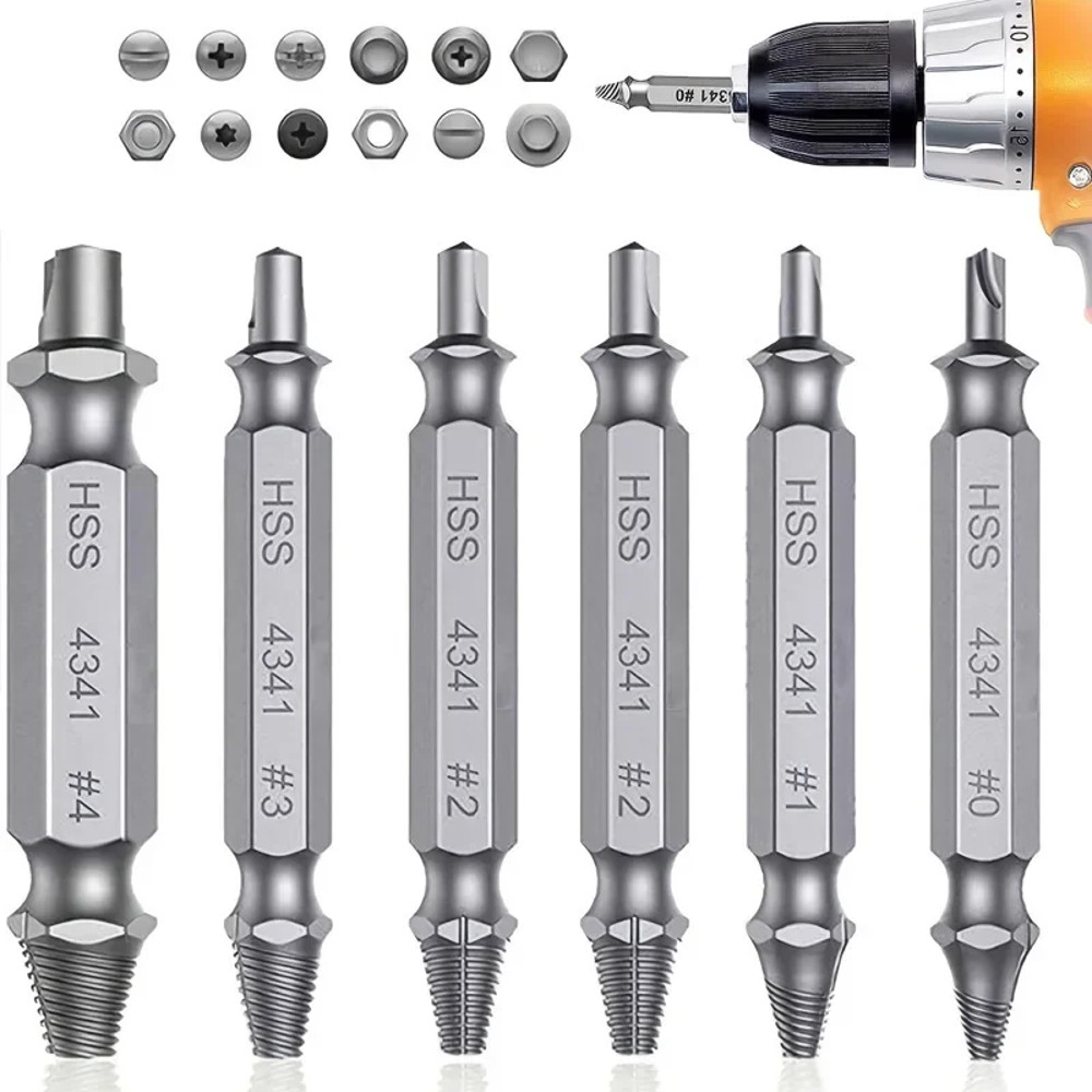 Damaged Screw Extractor Set, HSS Drill Bit Stripped Broken Remover Kit Quickly Easily Remove Small, Stuck, or Rusted