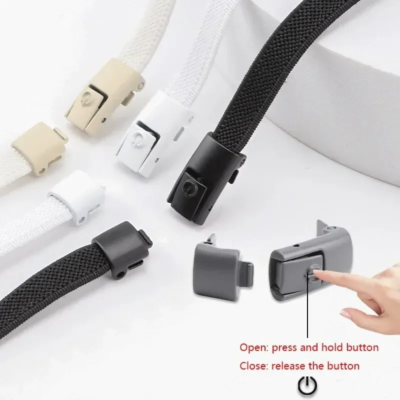 2Pairs Without Ties Elastic Laces No Tie Shoe Laces With Press Lock For Sneakers 8MM Widened Flat S 2