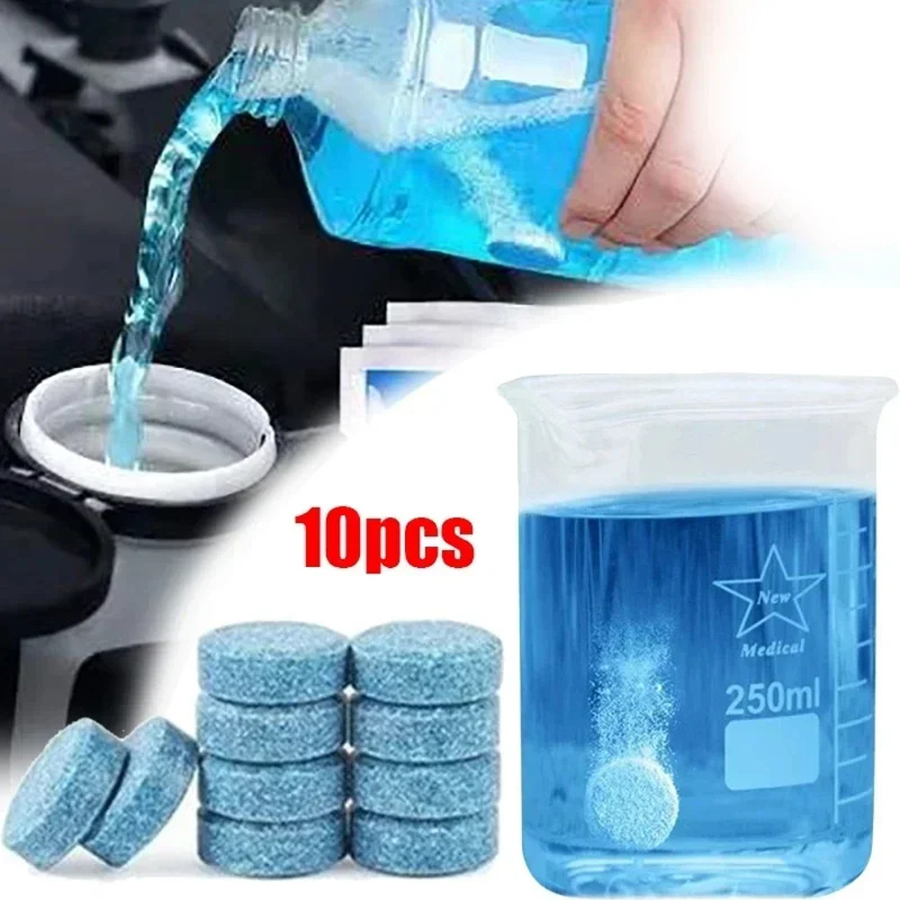 All-Season Windshield Washer Effervescent Tablet, Solid Concentrate, Shellac-Free Formula for Streak-Free Cleaning
