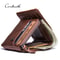 Vintage Trifold CONTACTS Crazy Horse Leather Men Wallet Zip Coin Pocket Cowhide Leather Purse For M 0