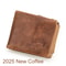 Vintage Trifold CONTACTS Crazy Horse Leather Men Wallet Zip Coin Pocket Cowhide Leather Purse For M 1