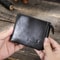 Vintage Trifold CONTACTS Crazy Horse Leather Men Wallet Zip Coin Pocket Cowhide Leather Purse For M 2