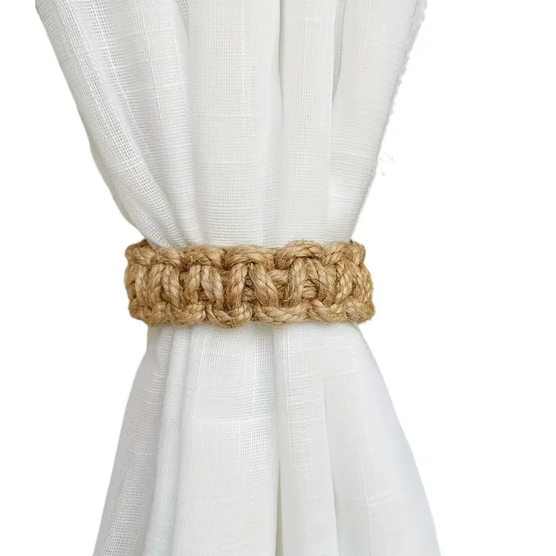 Handwoven Curtain Holders Retro Jute Curtain Tieback Holdback With Embrasse Rideau Strap For Boho H 2