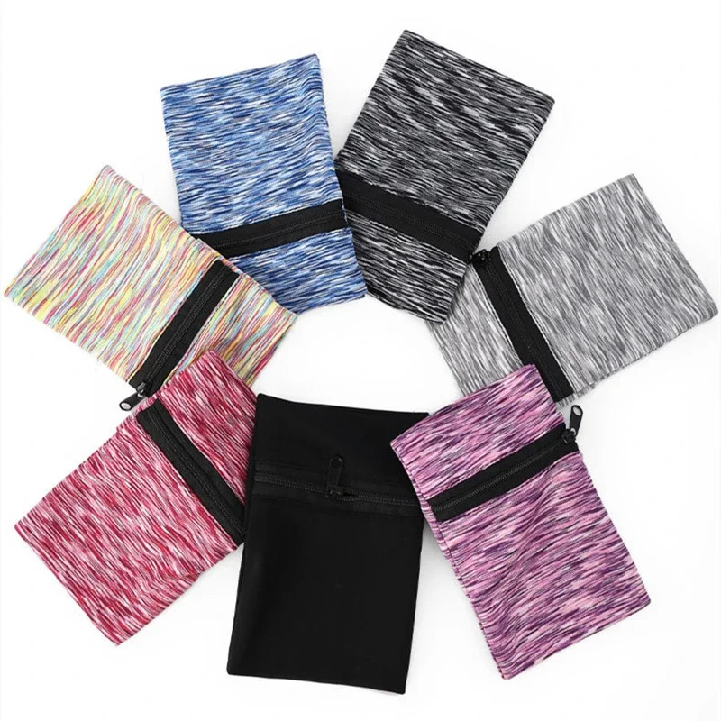 Fitness Wrist Wallet Pouch with Zipper for Running, Gym, Cycling, Mini Unisex Cotton Coin Purse Wristband