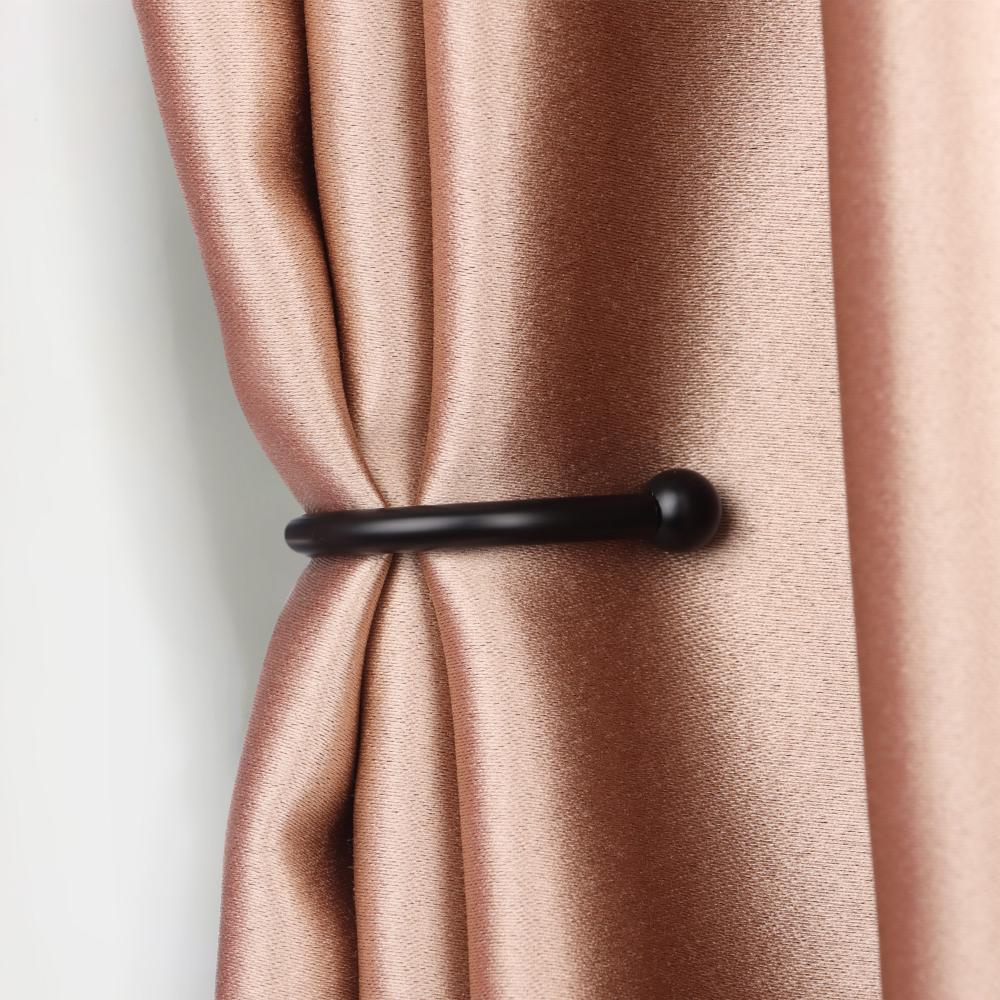 Black Metal Curtain Holdback with Screws, Wall-Mounted Tie Back Hooks for Curtains Drapes, Durable Loop Holder for Light