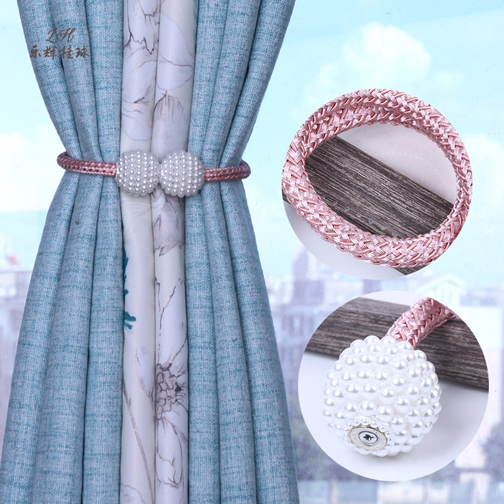 4Pcs Magnetic Curtain Clip, Pearl Ball Curtains Holder Tieback, Room Accessories for Home Decor, Hanging Ball Buckle
