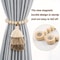 2pcs Bohemian Farmhouse Curtain Ties, Handmade Wooden Bead Curtain Holdbacks for Bedroom, Living Room & Home Decor