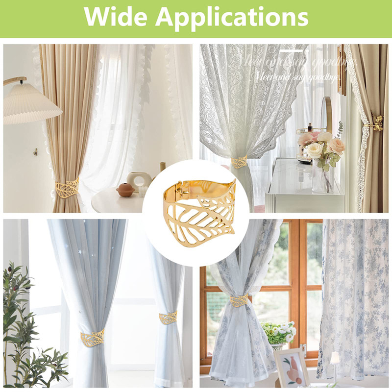 Creative Leaf Shape Metal Curtain Tiebacks, Adjustable Curtain Clip & Decorative Drapes Hook for Elegant Home Styling