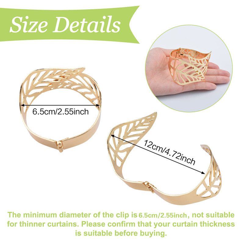 Creative Leaf Shape Metal Curtain Tiebacks, Adjustable Curtain Clip & Decorative Drapes Hook for Elegant Home Styling