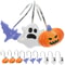 12 Pcs Halloween Shower Curtain Hooks, Bat, Pumpkin & Ghost Theme Decorative Bath Rings, Spooky Bathroom Accessories