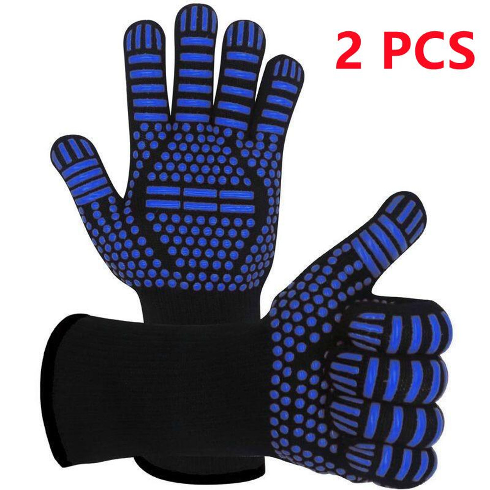 Heat Resistant Grilling Gloves Silicone NonSlip BBQ Oven Mitts For Cooking Baking Welding 6