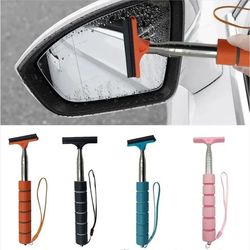 stainless steel retractable rearview mirror wiper – layered brush head for easy car mirror cleaning