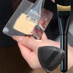 foundation makeup tools kit, portable concealer brush powder puff cream palette, easy travel daily makeup blending tool