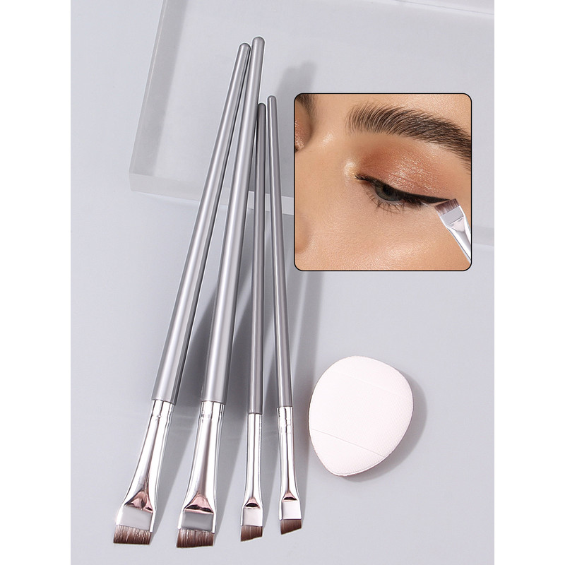 Ultra-thin Fine Eyeliner Eyebrow Brushes, Beginner Eye Detail Makeup Kit, Mini Concealer Finger Powder Puff