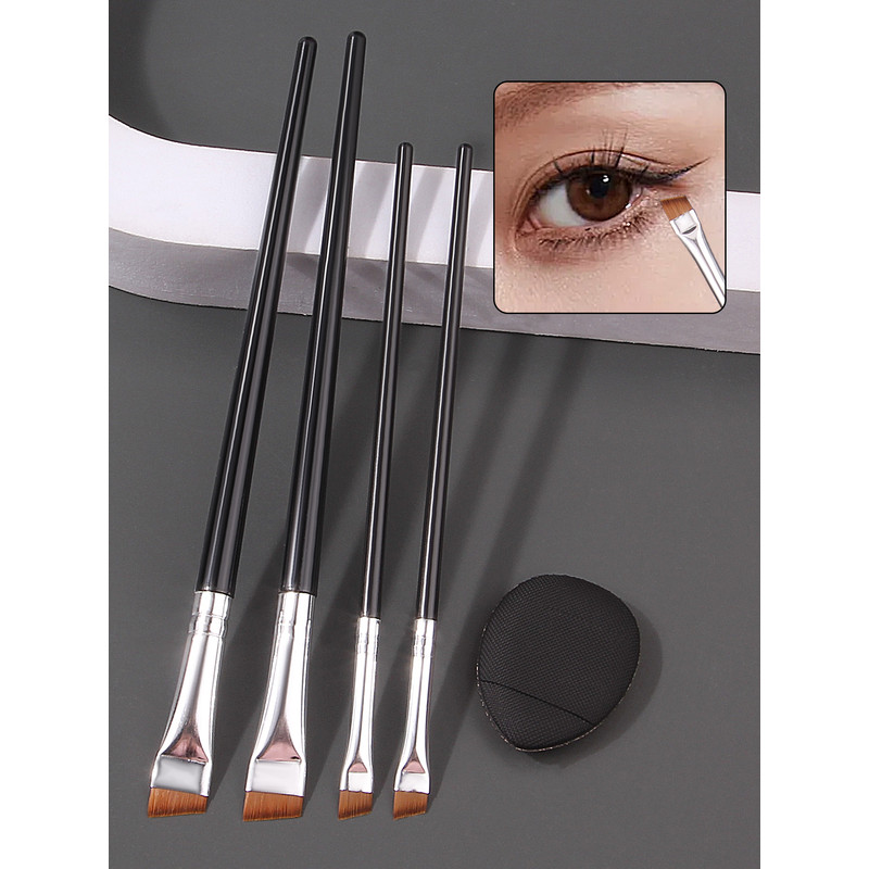Ultra-thin Fine Eyeliner Eyebrow Brushes, Beginner Eye Detail Makeup Kit, Mini Concealer Finger Powder Puff
