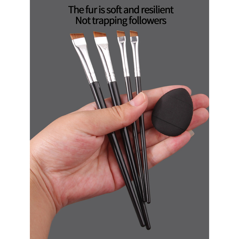 Ultra-thin Fine Eyeliner Eyebrow Brushes, Beginner Eye Detail Makeup Kit, Mini Concealer Finger Powder Puff