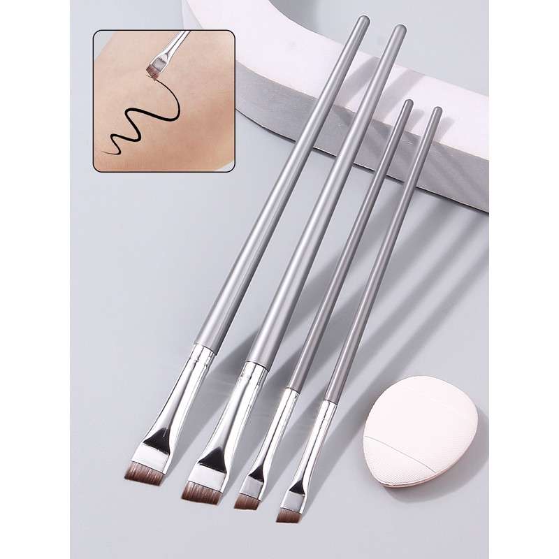 Ultra-thin Fine Eyeliner Eyebrow Brushes, Beginner Eye Detail Makeup Kit, Mini Concealer Finger Powder Puff