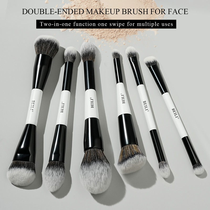BEILI Makeup Brushes 12 Pieces, Eyeshadow Eyeliner Concealer Brush, Double-Sided Face Brush