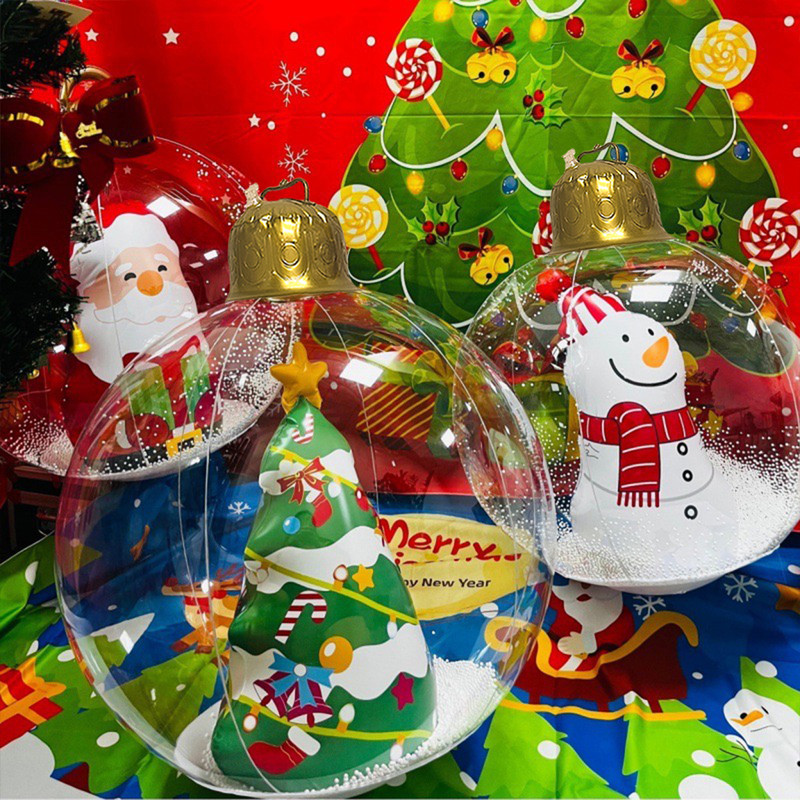 Christmas Ball Outdoor Inflatable, Transparent Giant, Inflatable Decorated Snowman Balls