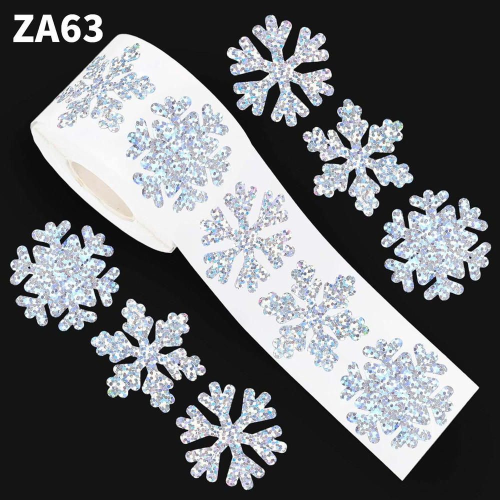 Winter Snowflake 500pcs Sticker Rolls SelfAdhesive Waterproof Stickers Perfect For Christmas Paper 5