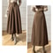 Vintage Winter Woolen Long Skirts For Women High Waist Pleated Maxi ALine Skirt Big Swing Folds Str 0