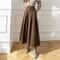Vintage Winter Woolen Long Skirts For Women High Waist Pleated Maxi ALine Skirt Big Swing Folds Str 1