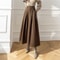 Vintage Winter Woolen Long Skirts For Women High Waist Pleated Maxi ALine Skirt Big Swing Folds Str 1