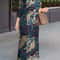 Autumn Cotton Maxi Sundress Women Fasihon Shirtdress Lapel Oversized Vintage Floral Print Sleeve Lo 0