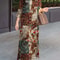 Autumn Cotton Maxi Sundress Women Fasihon Shirtdress Lapel Oversized Vintage Floral Print Sleeve Lo 3